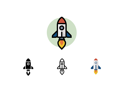 Rocket Icons for Quatro Collection filled line flat glyph icons launch line rocket space