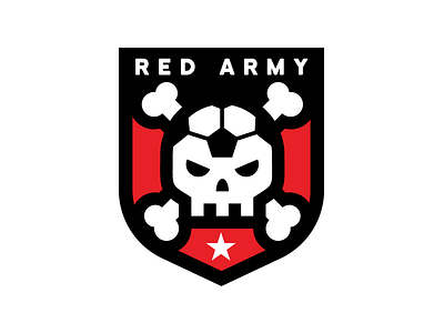 Red Army Shield bones futbol shield skull soccer