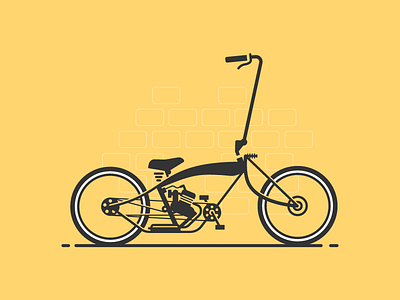 Chopper basket bicycle bike cruiser cycling cyclist gear glyph negative space pedals