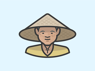 Woman in nón lá hat avatar elderly face farmer person vietnam woman
