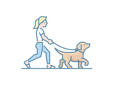 Walking The Dog blond canine dog girl puppy walk woman