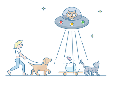 Stealing Fish abduction alien alien abduction cat dog fish ufo woman