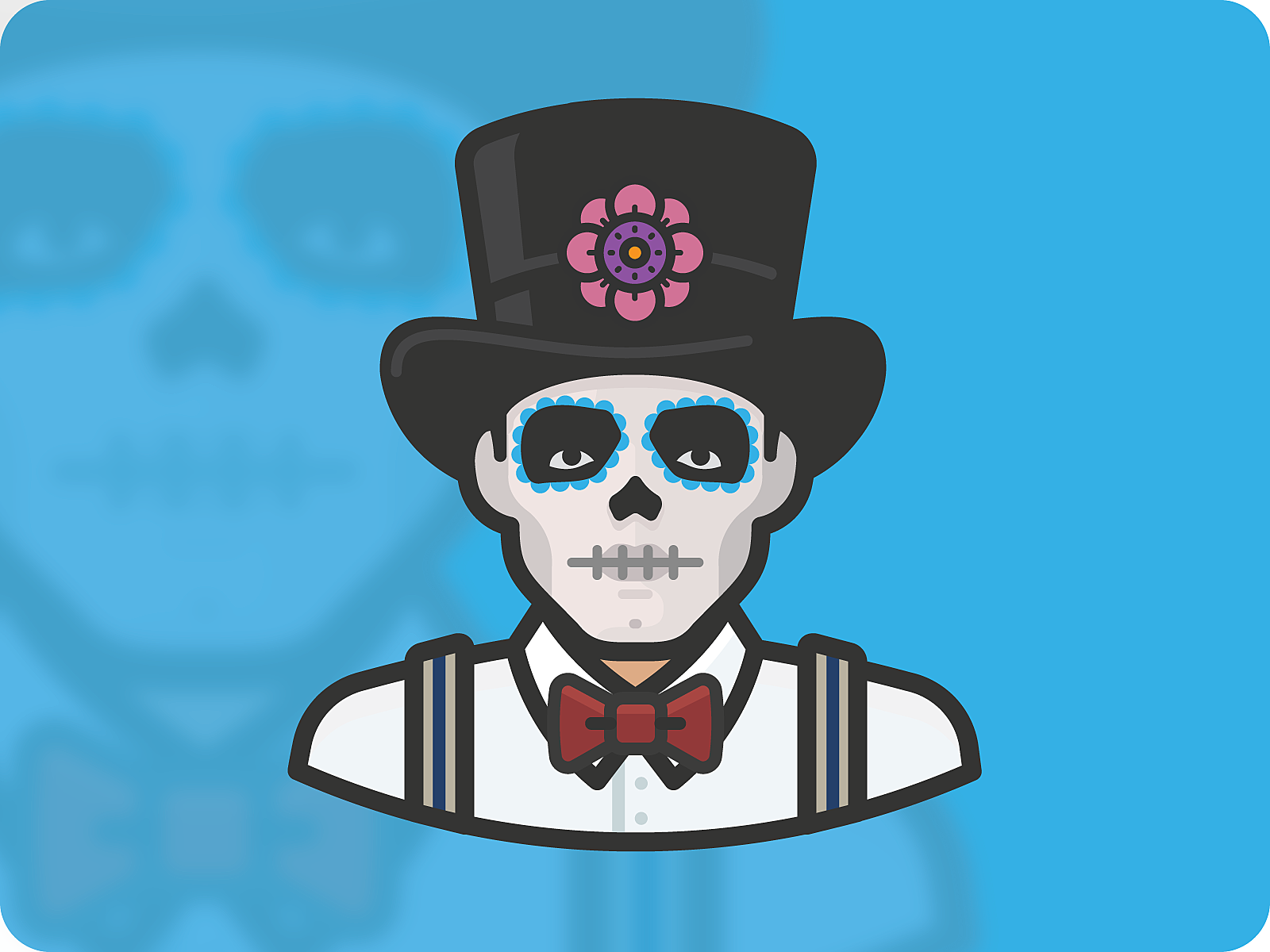 Día de Muertos (Day of the Dead) avatar dead face face paint holiday human icon illustration man mexico person scary skull tophat