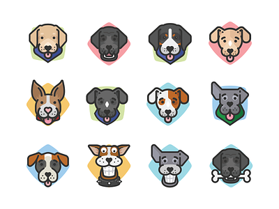 Dog Avatars avatar icons avatars cartoon dogs dog dog illustration doggy dogs funny dogs icons