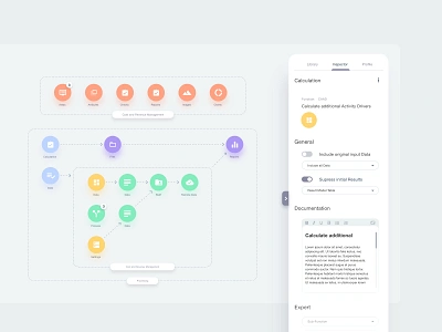 Visual Modeler with advanced sidebar design diagram diagramming flow gojs sidebar sidebar design text editor ui ui design web wysiwyg