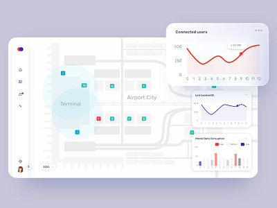 Real-time peoples’ flow airport app chart charts design flow iot iot app iot sensor map real time terminal ui ui design web