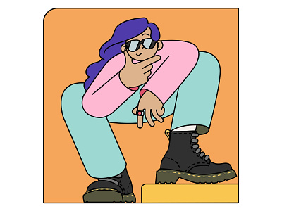 Pose boots boy character design colorful docs dr. martens flat illustrator pastel shoes swag vector