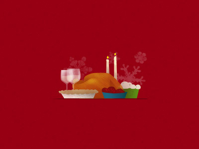 Holiday Dinner candles christmas illustration turkey