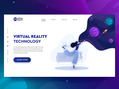 Virtual Reality Landing page exploration #1 adobexd landingpage ui ui design uidesign uiux user experience user interface design virtual reality web