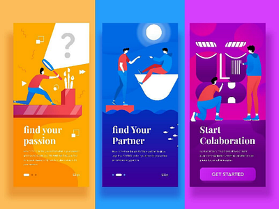 Colaboration app concept color design illustration minimal ui vector