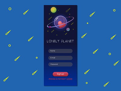 Lonely Planet branding design graphic illustration mobile mobile app signup page sketch ui