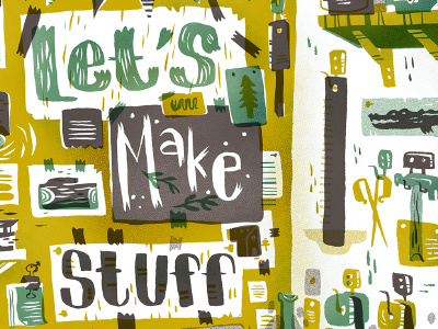 Let's Make Stuff card cat desk illustration postcard tsquare