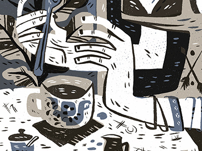 Ghosts and tea illustration snake tea