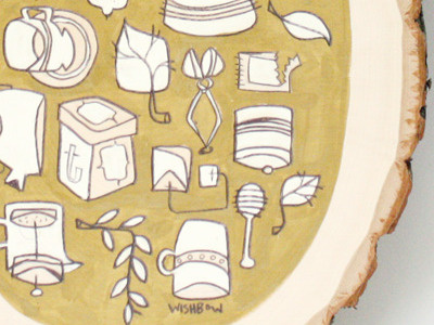 a Woody Tea illustration mug painting tea wood