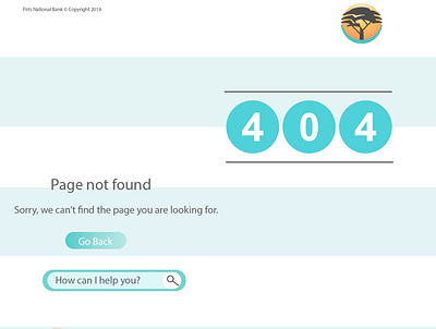 First National Bank 404 Error Page design icon illustration illustrator logo ui ux vector