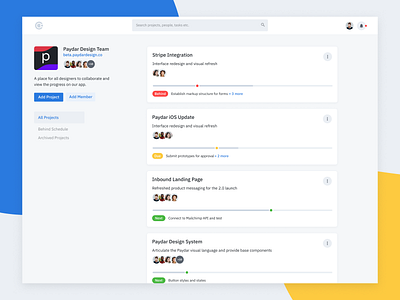 Team Projects Dashboard