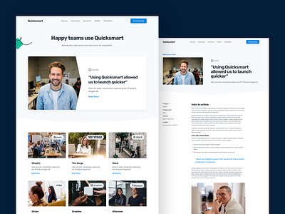 Quicksmart - SaaS Landing Page Template case study interface saas template theme ui web webflow website