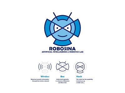 Robosina logo art branding design flat icon illustration logo minimal typography vector