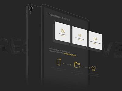 Landing page - icons for practices of a lawyer