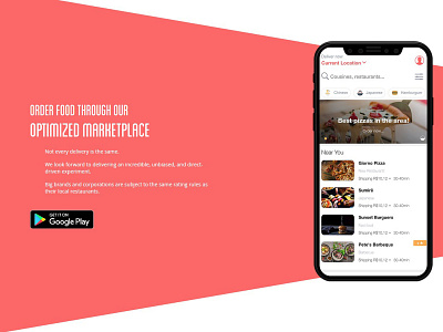 A food marketplace concept minimal mobile mobile app
