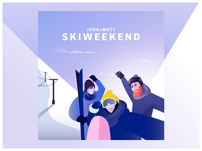 Skiweekend JUNGvMATT flatdesign illustraion ski snowboard swiss design swiss poster ui winter