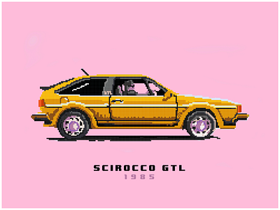 My scirocco from 1985 8 bit car design flatdesign illustration minimal pixel art ui web