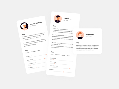 Personality Cards — Persona Profiles design experience flat interface minimal persona personality profile ui user ux