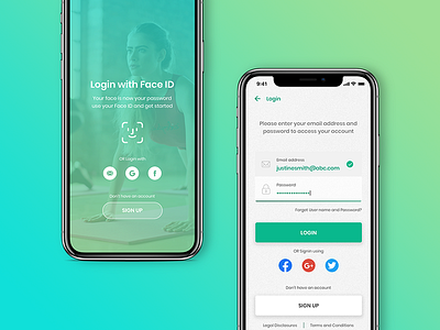 Sign In Screen face id gradient ios login form login screen sign in social media sign in