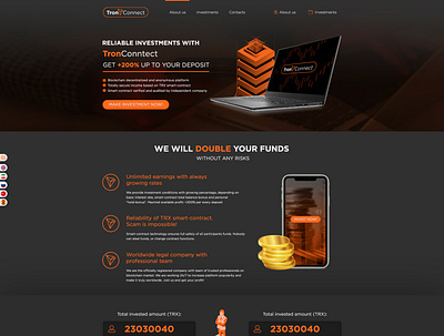 Tron Connect Landing Page design landing page logo photoshop ui ui design ux website