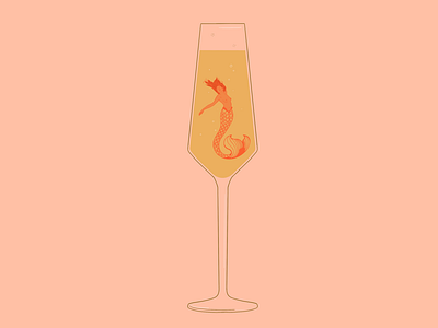 Summer Champagne champagne color palette illustration mermaid surrealism