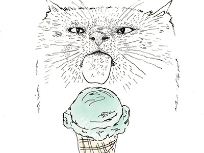 Have a Taste cat ice cream illustration ink silly