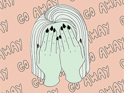 Go Away digital hands illustration ink pastel
