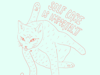 Self Care is Important cat pastel typography weird