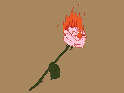 burning rose fire illustration ink pastel philly rose sad weird