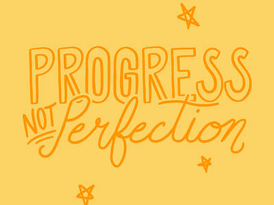 Progress not perfection digital lettering quote