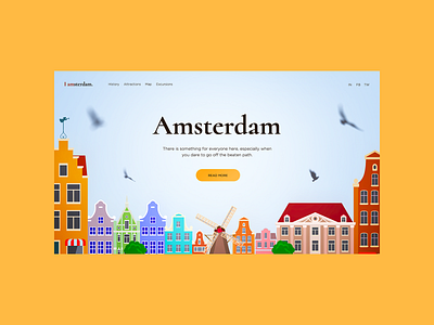 Main page Amsterdam Daily UI design illustration ui web