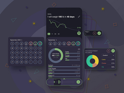 Health Tracking at Night app app design calorie health ios ios app ios app design tracker tracking app