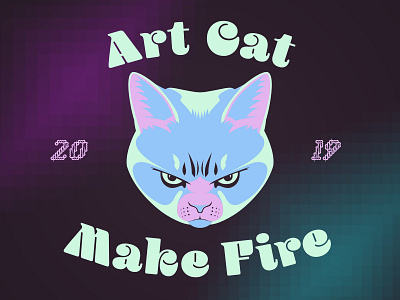 Art Cat Make Fire cat play vector