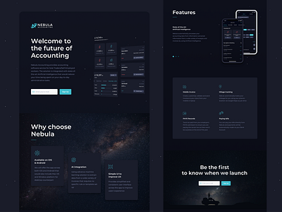 Dark Theme Landing Page accounting website app landing page dark theme design landingpage landingpagedesign ui uidesign web webdesign