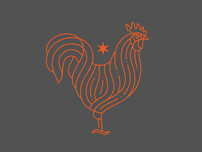 Farmhouse Rooster illustration monoline rooster