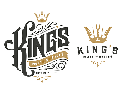 King's Craft Butcher Logo blackletter branding hand lettering hospitality