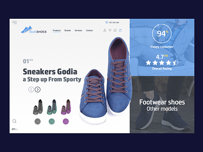 Blue Shoes web Template app branding design flat illustrator ui ux web web design