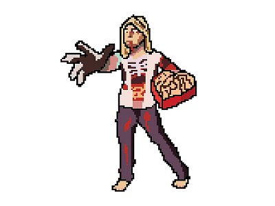 Valentine's Day Zombie in 16-bit 16 bit 8 bit gore zombie