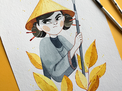 The Guardian adventure bookillustration brush character character art characterdesign design fighter freelance illustrator girls illustration portait sketchbook traditional art traditional painting travel watercolor watercolor painting yellow