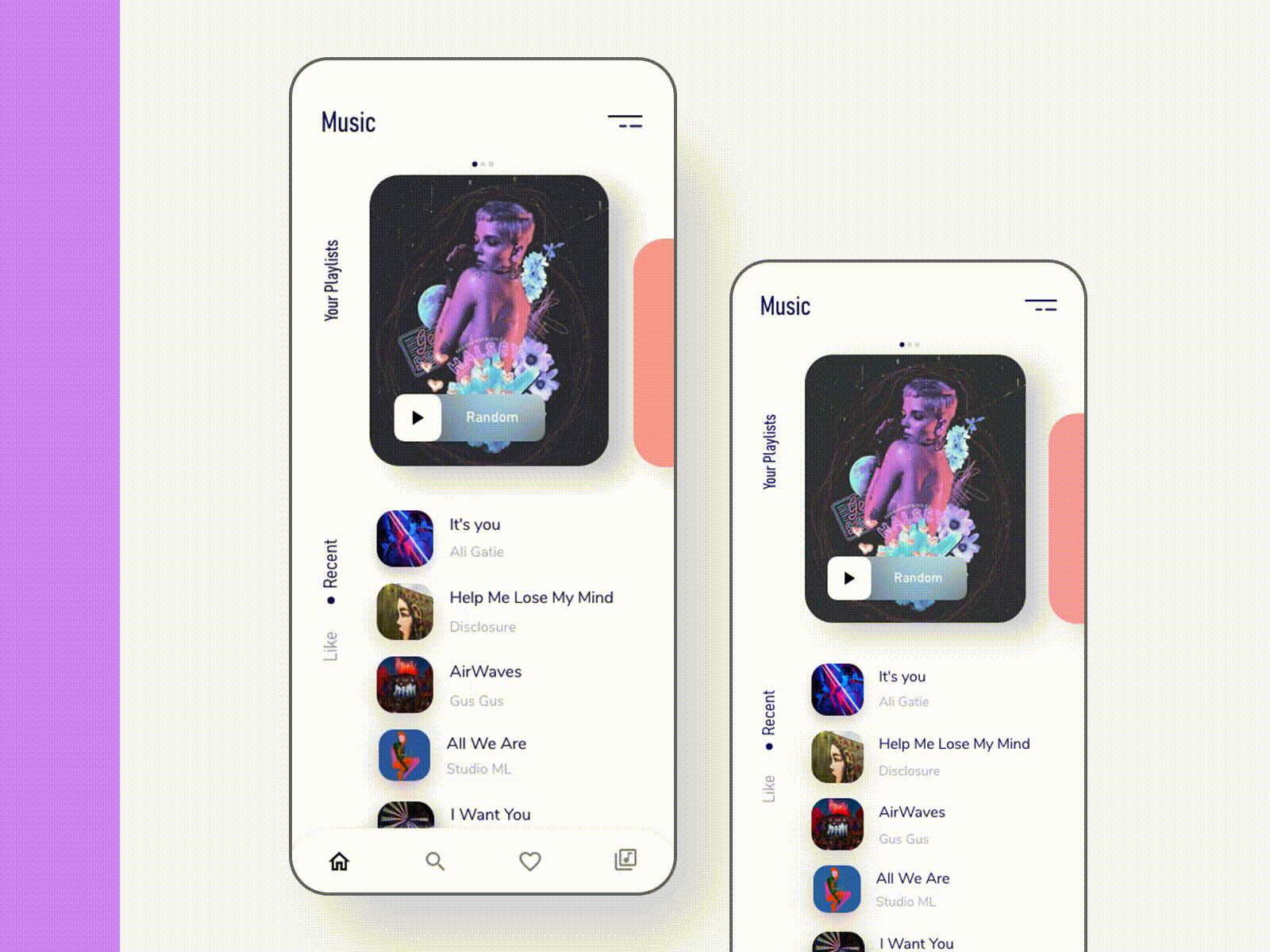 Music App Concept adobe xd animation app apps clean concept design disc interaction minimal mobile mobile app design music music app parallax player slider song playlist trending ui