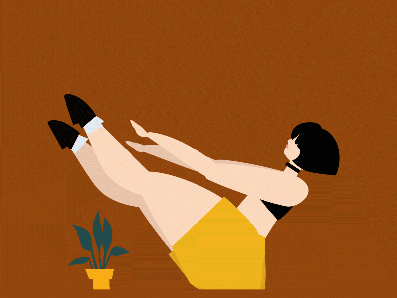 Mathilda exercising at home during the quarantine after effects animation character animation character design design digital exercises illustration work yoga