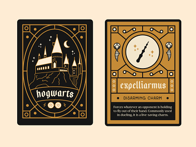 Harry Potter Charm Cards card design illustration illustration art illustration design lineart playing cards print design typography vector vector illustration