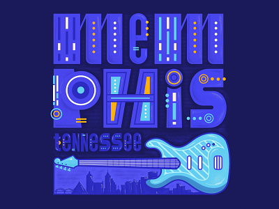 Memphis Tennessee Typographic Illustration