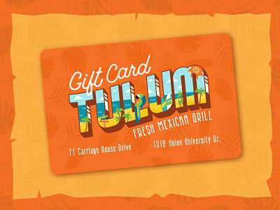 Tulum Mexican Grill Gift Card branding giftcard illustration restaurant restaurant branding typogaphy