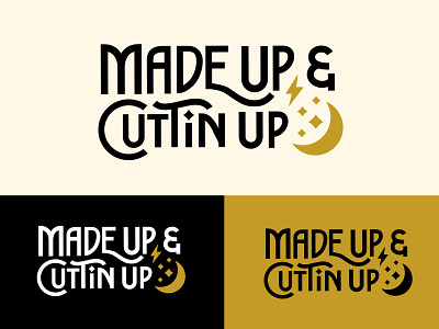 Made Up and Cuttin' Up Brand Logo brand design brand identity branding branding design celestial logo logodesign moon logo salon logo typography vector illustration